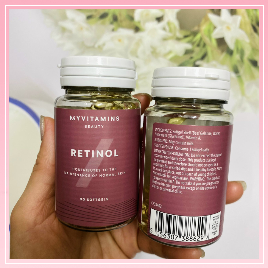 Viên uống Myvitamins Beauty Retinol 90 Softgels Hỗ Trợ Làm Sáng Da, Ngăn Ngừa Lão Hóa Giảm Nếp Nhăn - Hộp 90 Viên
