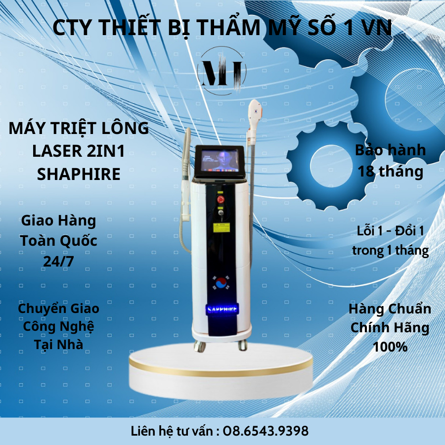 MÁY TRIỆT LÔNG & LASER 2IN1 SHAPHIRE 2023 Bảo Hành 18 Tháng