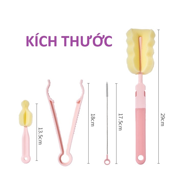 BỘ 4 MÓN DỤNG CỤ VỆ SINH BÌNH SỮA MINKBABY