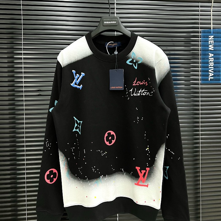 Áo Nỉ Dài Tay Nam Nữ LV Loang Chất Liệu Cotton Mịn Co Dãn - Hot Trens 2023