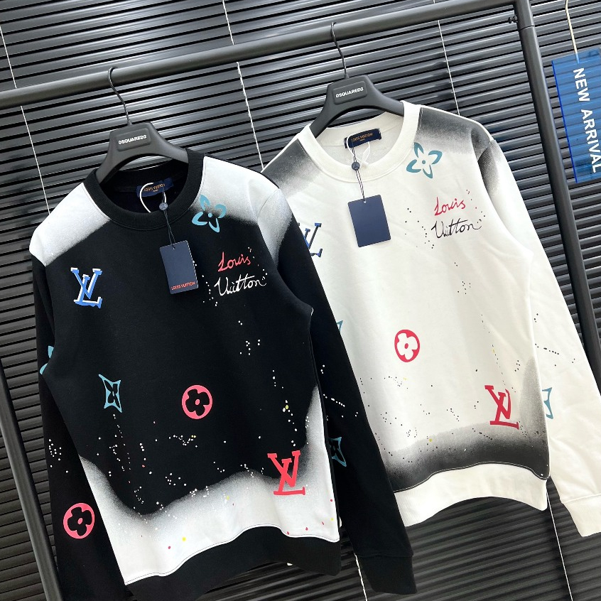 Áo Nỉ Dài Tay Nam Nữ LV Loang Chất Liệu Cotton Mịn Co Dãn - Hot Trens 2023