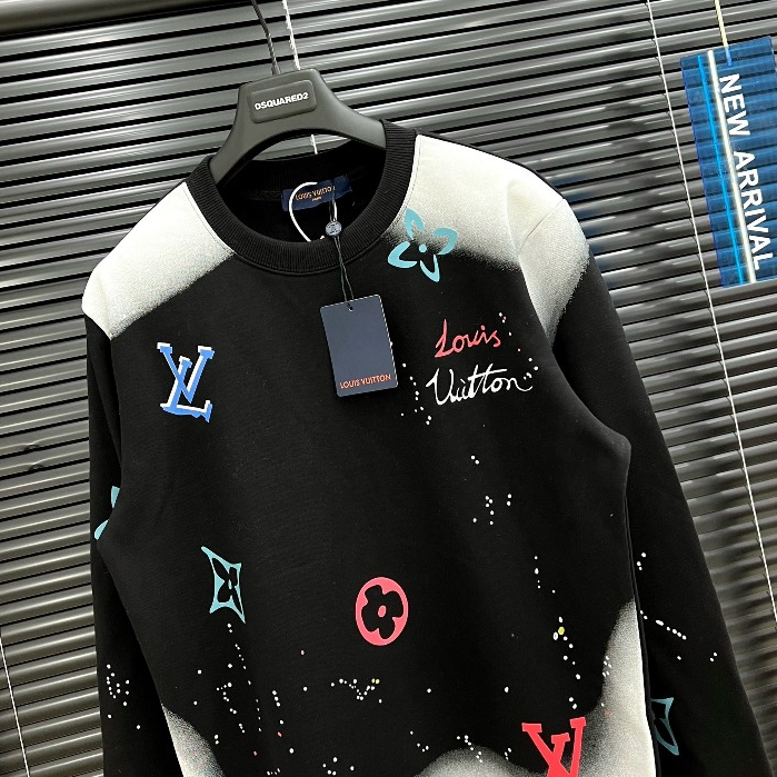 Áo Nỉ Dài Tay Nam Nữ LV Loang Chất Liệu Cotton Mịn Co Dãn - Hot Trens 2023