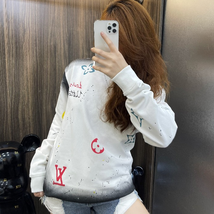 Áo Nỉ Dài Tay Nam Nữ LV Loang Chất Liệu Cotton Mịn Co Dãn - Hot Trens 2023