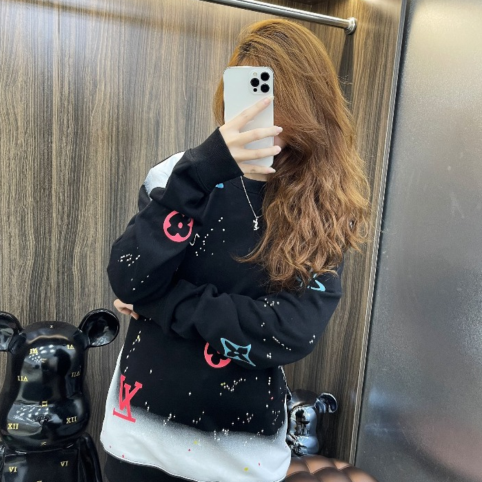 Áo Nỉ Dài Tay Nam Nữ LV Loang Chất Liệu Cotton Mịn Co Dãn - Hot Trens 2023