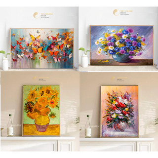 50 x 70 khổ lớn Tranh Đơn Canvas Phong Cách Sơn Dầu Phong Cảnh Vườn Hoa Rừng Cây Châu Âu - Decor Trang Trí Phòng Khách