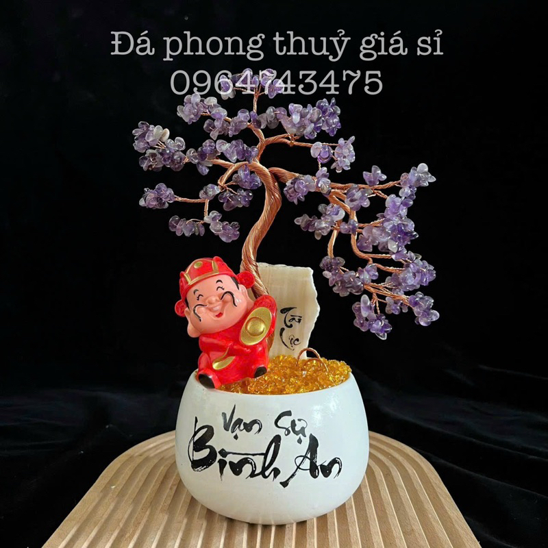 Cây đá phong thủy, cây đá vụn để bàn siêu đẹp - Cao 20cm