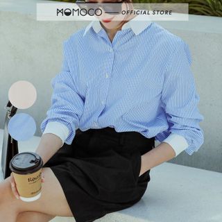 Áo Sơ Mi Dài Tay MOMOCO Dáng Suông Trẻ Trung Thanh Lịch Chất Liệu Thô Dày Dặn Cao Cấp M3087