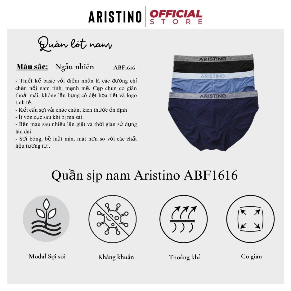 Combo 03 quần lót nam ARISTINO ABF1616 sịp tam giác sợi sồi mềm mịn logo dệt nổi cao cấp co giãn 4 chiều thấm hút kháng