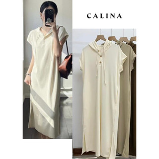 Váy suông chất nỉ tăm dáng dài có mũ - Calina.vn- Vaysuongtam489_P3K1