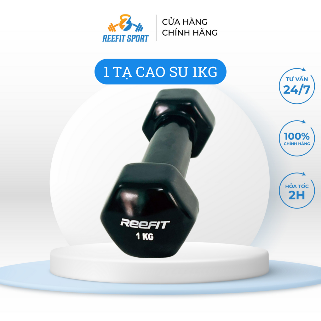 Tạ Tay Cao Su 1kg Reefit Cao Su Trơn Lõi Thép Cao Cấp