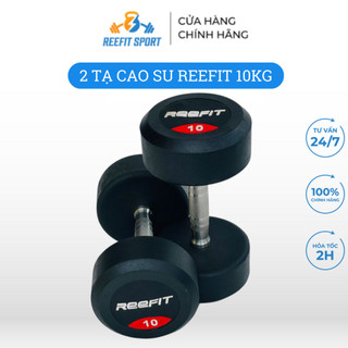 Bộ 2 tạ tay cao su Reefit 10kg Tạ Phòng Tập màu đen (gồm 2 tạ 10kg, tổng 20kg)