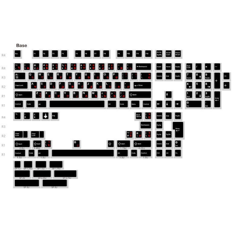 Keycap WoB Red Japanese - Cherry Profile - PBT Dyesub