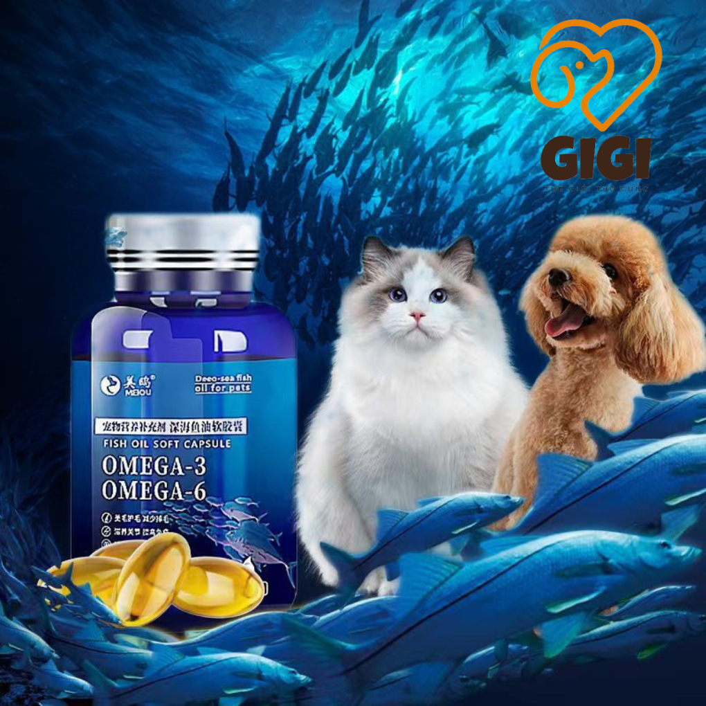 Viên dầu cá dưỡng lông da cho chó mèo Oega-3, Omega-6 Combo 10 viên an toàn cho thú cưng - GiGi Pet Shop