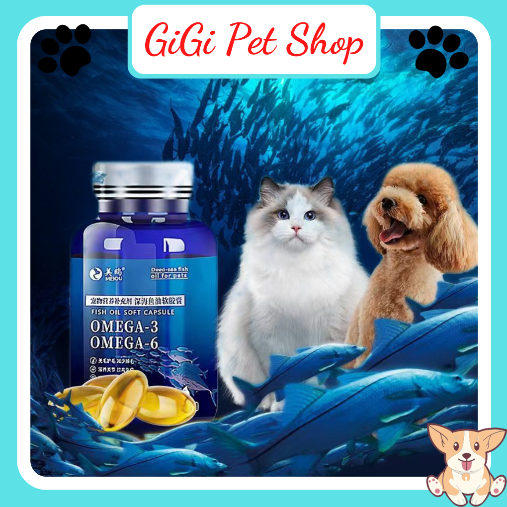 Viên dầu cá dưỡng lông da cho chó mèo Oega-3, Omega-6 Combo 10 viên an toàn cho thú cưng - GiGi Pet Shop