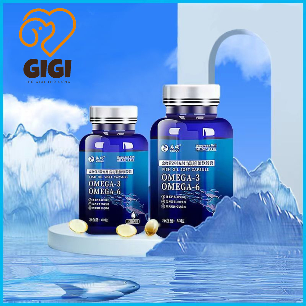 Viên dầu cá dưỡng lông da cho chó mèo Oega-3, Omega-6 Combo 10 viên an toàn cho thú cưng - GiGi Pet Shop