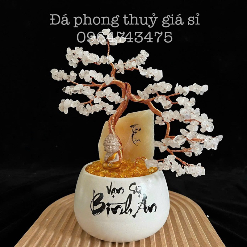 Cây đá phong thủy, cây đá vụn để bàn siêu đẹp - Cao 20cm