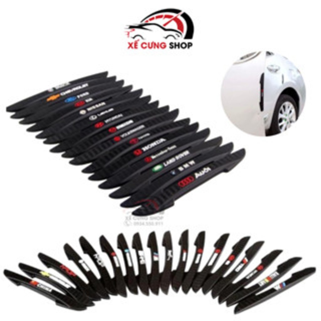 Bộ 4 Nẹp Cửa Chống Va Đập Trầy Xước Cánh Cửa Ô Tô Xe Hơi LOGO CÁC HÃNG