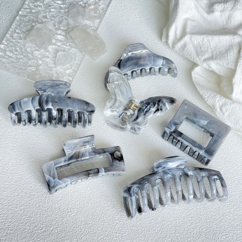 Kẹp Gắp Tóc Nhựa Loang Màu Vân Đá Xám - KEP1621 - BCorner