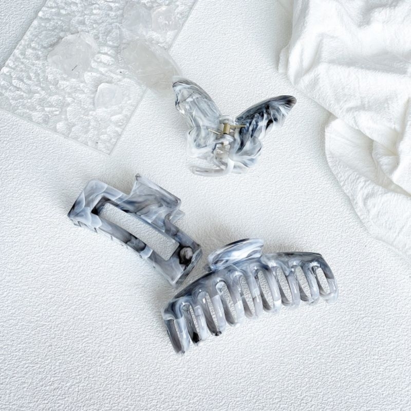 Kẹp Gắp Tóc Nhựa Loang Màu Vân Đá Xám - KEP1621 - BCorner