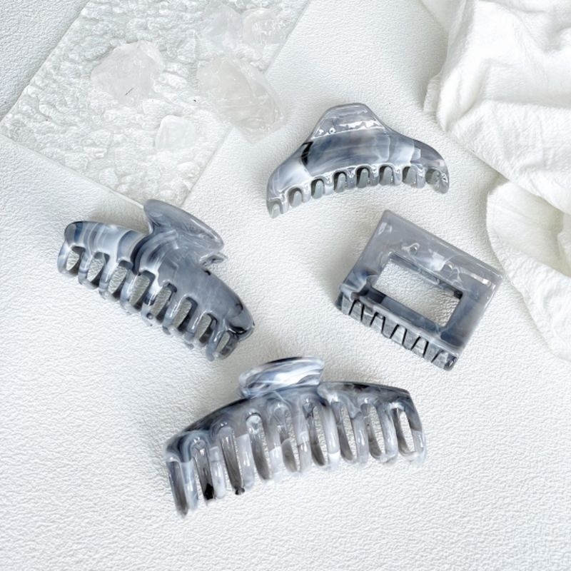 Kẹp Gắp Tóc Nhựa Loang Màu Vân Đá Xám - KEP1621 - BCorner