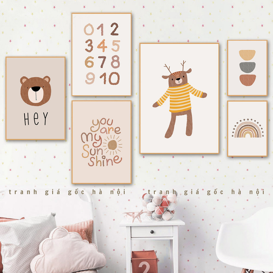 Tranh canvas có khung trang trí phòng ngủ không gian đáng yêu cho bé SIZE NHỎ VÀ VỪA