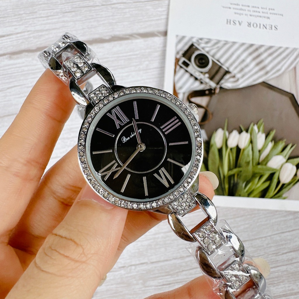Đồng hồ Bee Shirley nữ mặt tròn dây thép đáng yêu cho các bạn nữ, size mặt 35mm, bảo hành 12 tháng