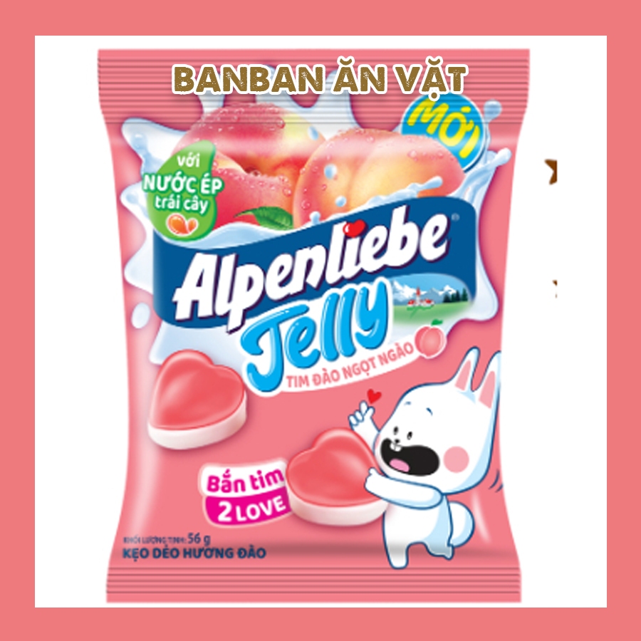 Kẹo Dẻo Nhân Trái Cây Alpenliebe Jelly Biển Xanh - Đào Tim 24G