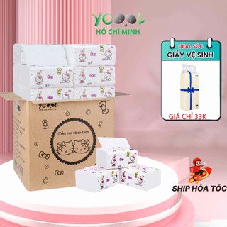 Giấy ăn YCOOL thùng 30 gói 300 tờ 4 lớp hello kitty trắng mềm mịn