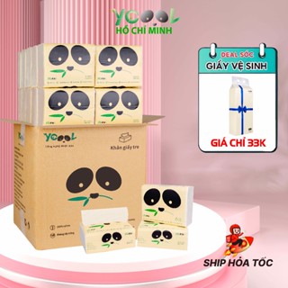 Thùng 30 gói Giấy ăn giấy gấu trúc khăn giấy tre YCOOL 4 lớp 260 tờ