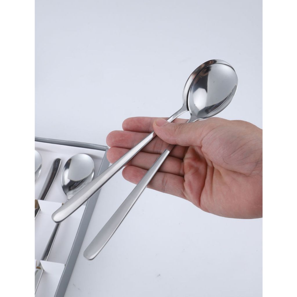Hộp 6 Thìa Inox Cán Dài cao cấp đầu tròn