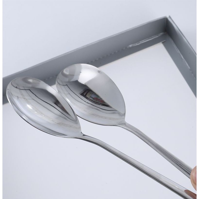 Hộp 6 Thìa Inox Cán Dài cao cấp đầu tròn