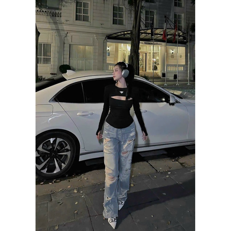 ÁO THUN TĂM ZIP ĐỆM VAI KHOÉT NGỰC PADA TAY DÀI MS11379