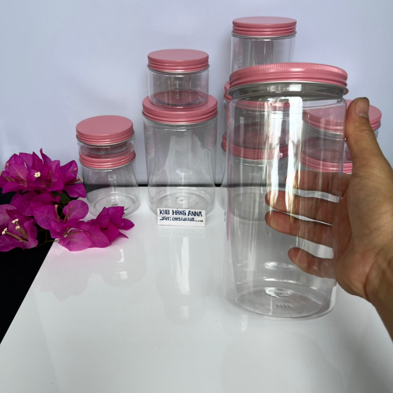 HỦ NHỰA NẮP NHÔM HỒNG / VÀNG 200g / 250g / 300g / 500g / 750g / 1kg / 100g / 50g - HỘP NHỰA PET CHIẾT KEM , đựng Mỹ phẩm