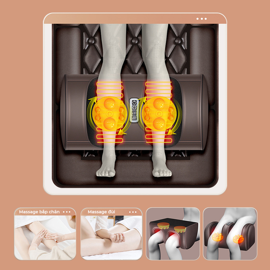 Đệm Massage Toàn Thân - Thảm Massage Toàn Thân Cổ, Vai, Gáy Kết Hợp Túi Chườm Thảo Dược Kèm Máy Massage Bàn Chân Xoa Bóp