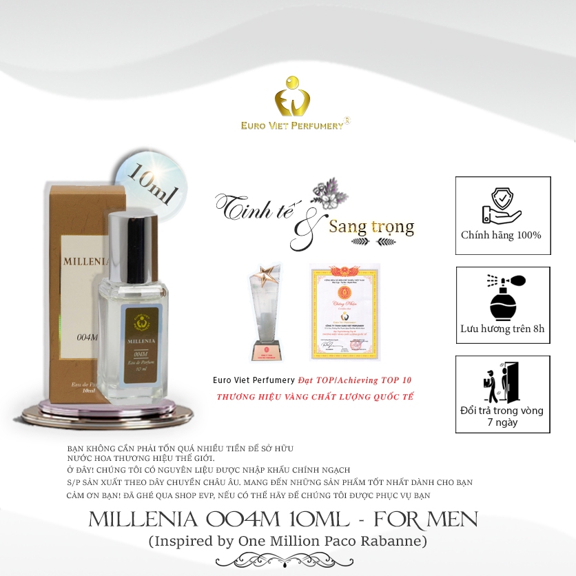 Nước Hoa Nam MILLENIA 004M, Euro Viet Perfumery 10ml