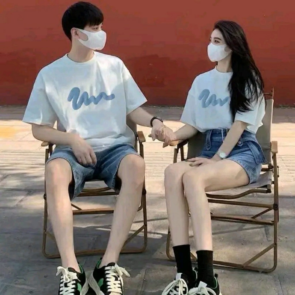 Áo đôi nam nữ,  áo đôi với người yêu in hình dấu ngã  chất cotton thoáng mát thấm hút không bong tróc