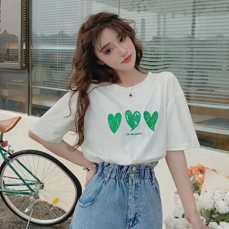 Áo đôi với người yêu, áo cặp nam nữ đồ đôi in hình trái tim màu xanh  chất cotton thoáng mát