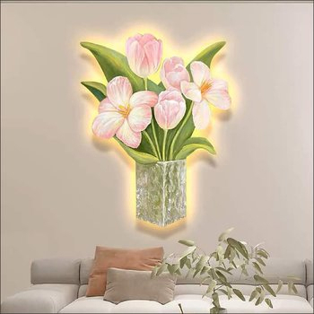 Tranh Tráng Gương Treo Tường Bình Hoa, Tranh Led In 3D