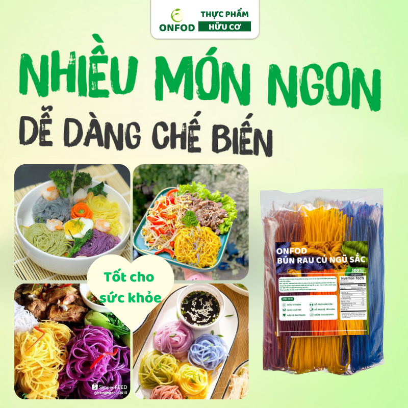 Bún gạo lứt rau củ ngũ sắc hữu cơ ONFOD ăn kiêng giảm cân healthy eatclean cho người tiểu đường, gym, yoga, mẹ bầu