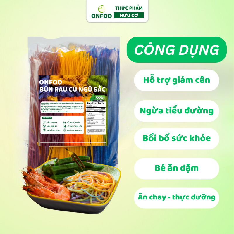 Bún gạo lứt rau củ ngũ sắc hữu cơ ONFOD ăn kiêng giảm cân healthy eatclean cho người tiểu đường, gym, yoga, mẹ bầu