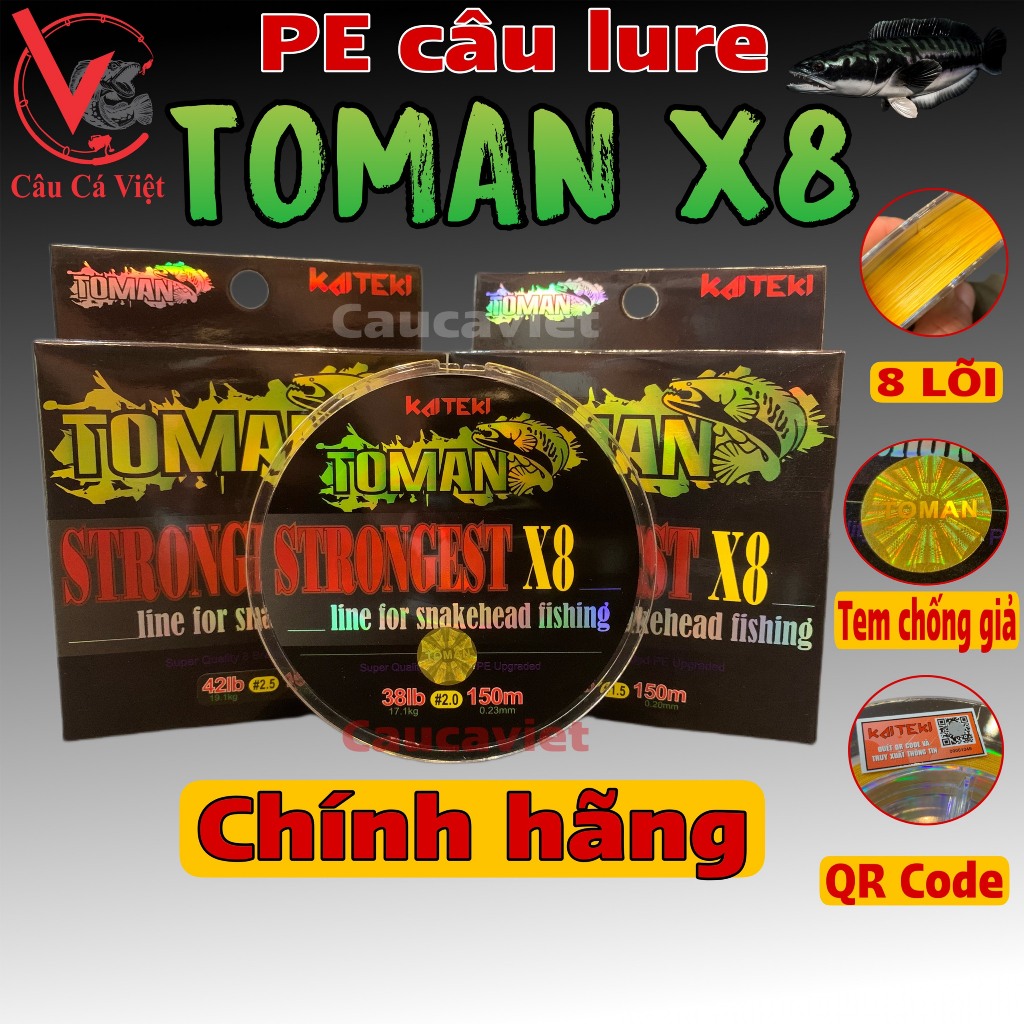 Dây PE câu lure TOMAN chính hãng. Siêu chắc. Cuộn 150m. Caucaviet