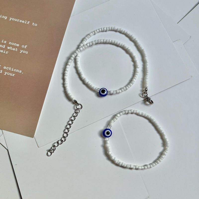 Set Vòng Tay Vòng Cổ Hạt Cườm Evil Eye 🧿