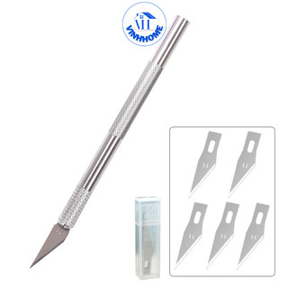 Bộ dao khắc trổ kĩ thuật + 5 lưỡi dao, dao điêu khắc cắt giấy cán bạc thiết ké tinh tế, lưỡi dao thon gọn, sắc bén