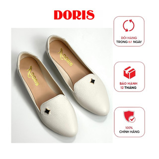 Giày búp bê nữ ❤️FREESHIP❤️ da thật SIÊU BỀN mũi nhọn màu trắng DORIS DR008- CÓ BẢO HÀNH