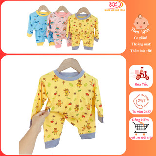 MK403 (6-15KG) Bộ áo dài tay quần dài in họa tiết phối cổ bo chất thun lạnh cho bé dưới 3 tuổi
