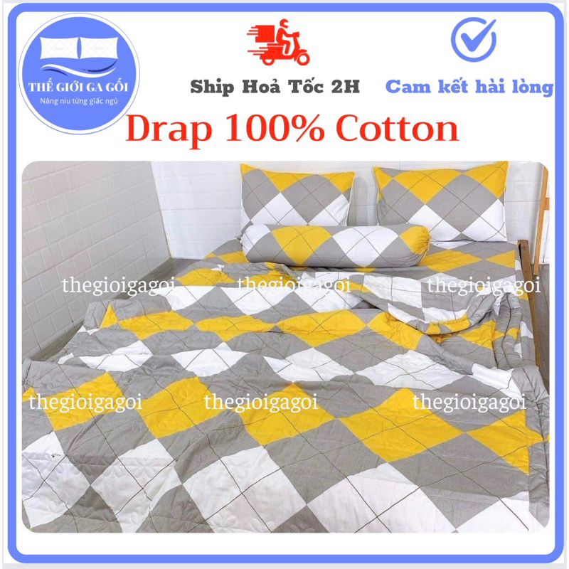 Ga trải giường ,Drap Lẻ 1m8 x 2m nệm cao từ 16 - 25cm 100% Cotton