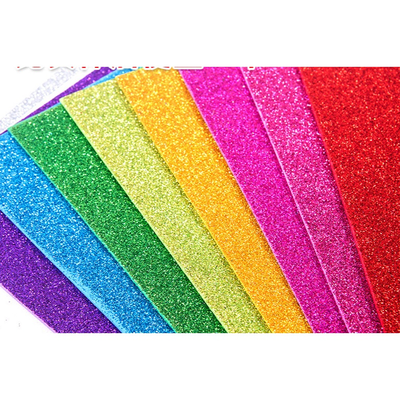 Tập 10 xốp nhũ kim tuyến kích thước A4 trang trí, làm đồ handmade