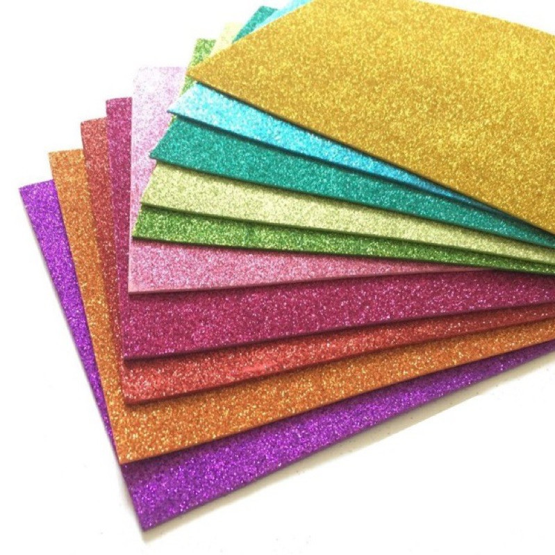 Tập 10 xốp nhũ kim tuyến kích thước A4 trang trí, làm đồ handmade