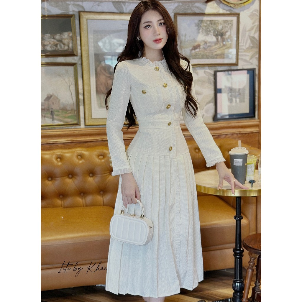 Đầm dạ 7 cúc sang chảnh