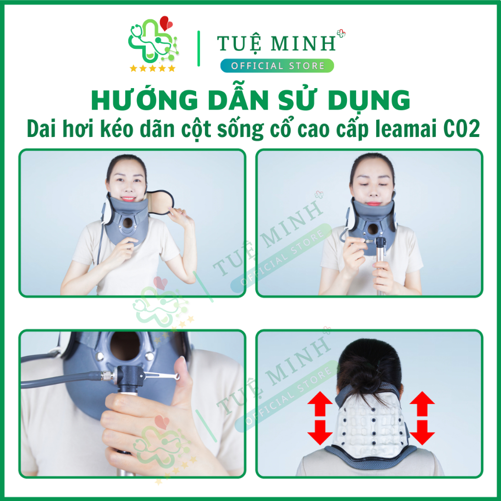 Đai Hơi Kéo Giãn Cột Sống Cổ LEAMAI [ BẢO HÀNH 24 LỖI 1 ĐỔI 1 ] Đai Kéo Cổ, Hỗ Trợ Chấn Thương Cổ, Thoái Hóa Đốt Sống Cổ